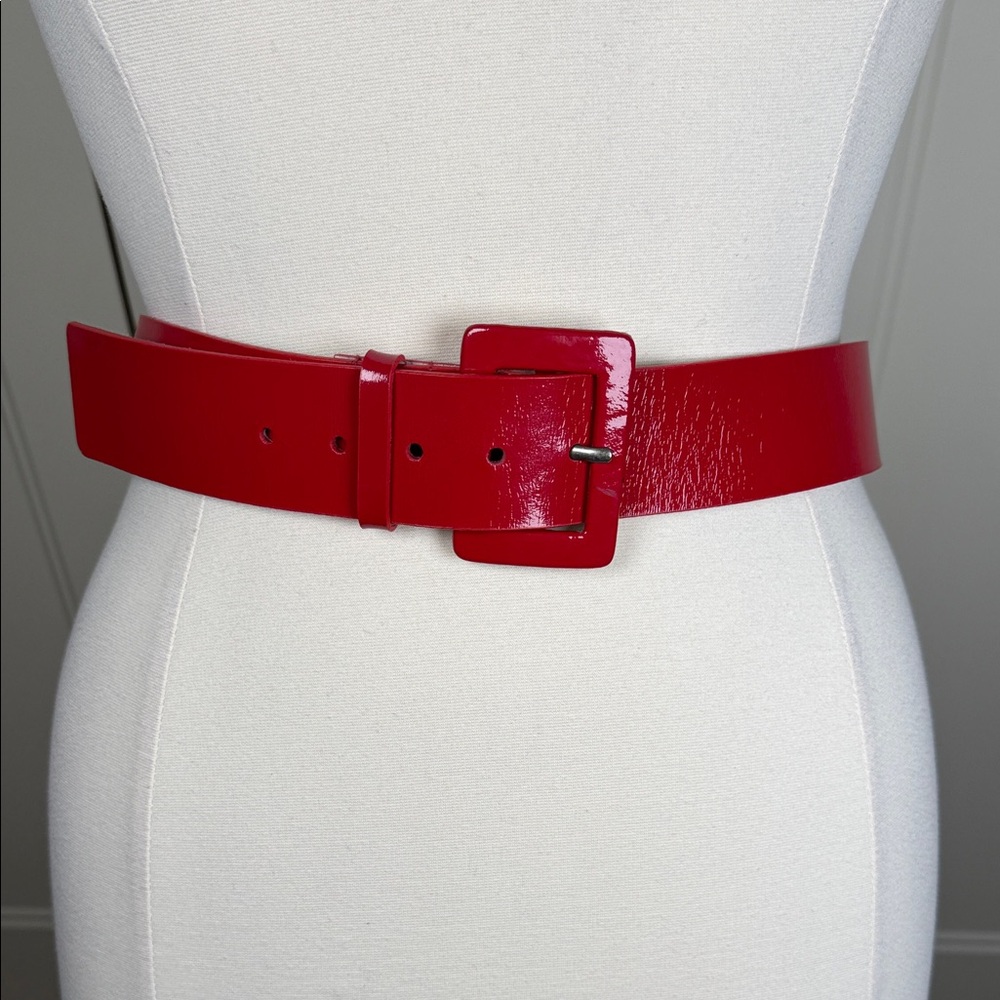 Red Patent Leather Belt